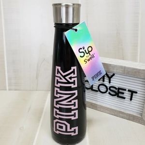 VICTORIA'S SECRET Sip By S'well PINK WATER BOTTLE METAL BLACK VS LOGO HOT\COLD